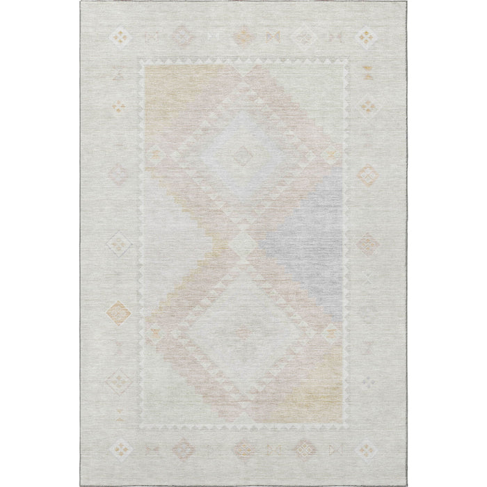 8' X 10' Geometric Washable Area Rug With UV Protection - Gray And Ivory