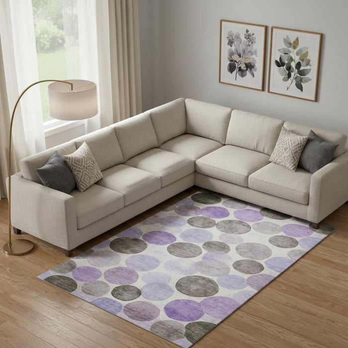 10' X 14' Geometric Washable Area Rug With UV Protection (707413) - Purple / Brown / Ivory