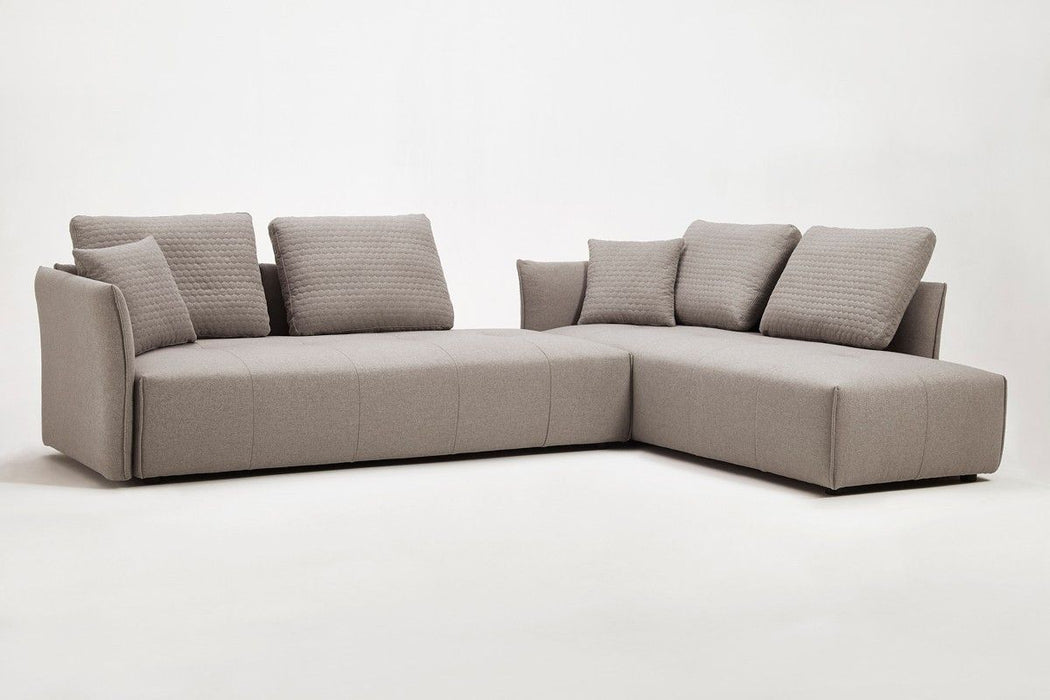 Polyester Modular L Shaped Two Piece Sofa Chaise Sectional Toss Pillows - Light Gray