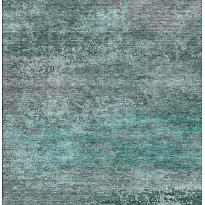 10' X 14' Abstract Washable Area Rug With UV Protection (717122) - Teal / Gray