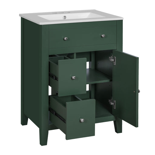 Giga bathroom vanity with basin, rectangular cabinet, two drawers, and soft-closing door, modern bathroom furniture.
