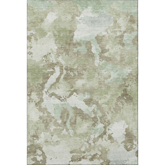 10' X 14' Abstract Washable Area Rug With UV Protection (693330) - Artichoke Green / Ivory / Sage