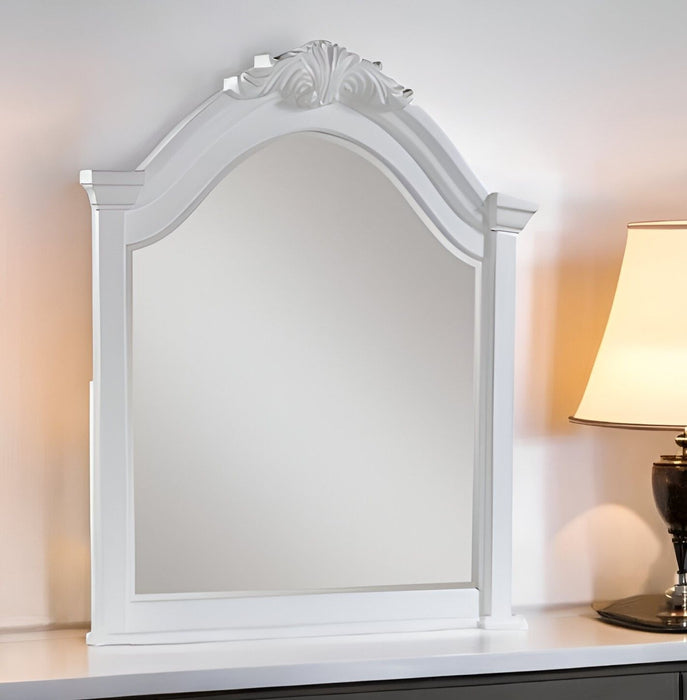 43" Crowned Top Framed Mounted Dresser Mirror - White