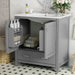 Giga bathroom vanity with single sink, solid wood frame, two doors, drawer, soft-close hinges, and multifunctional storage.