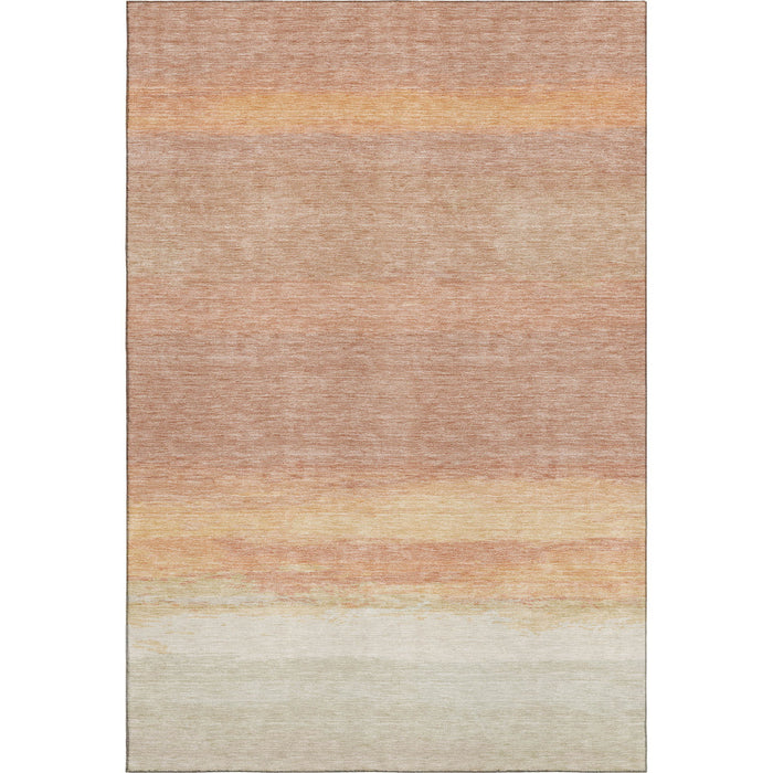 10' X 14' Striped Washable Area Rug With UV Protection (692667) - Salmon / Ivory
