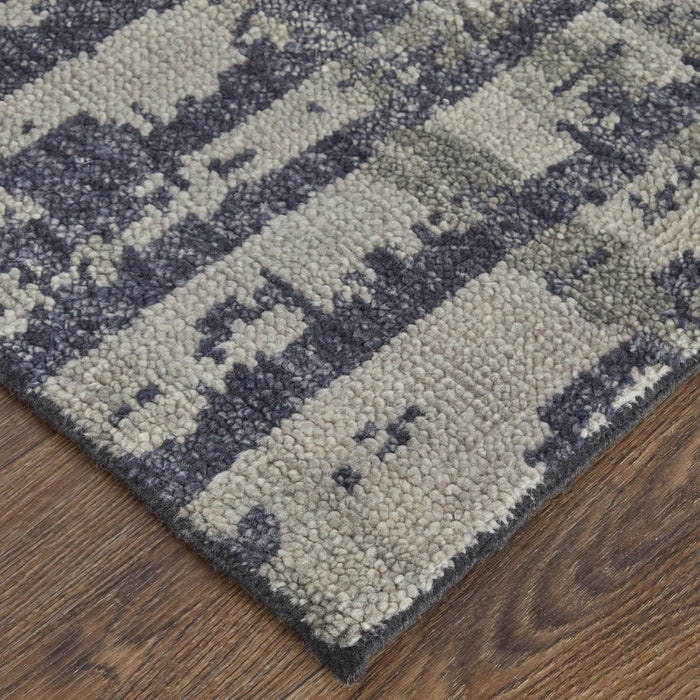 5' X 8' Wool Abstract Hand Knotted Area Rug (744196) - Blue / Gray / Taupe