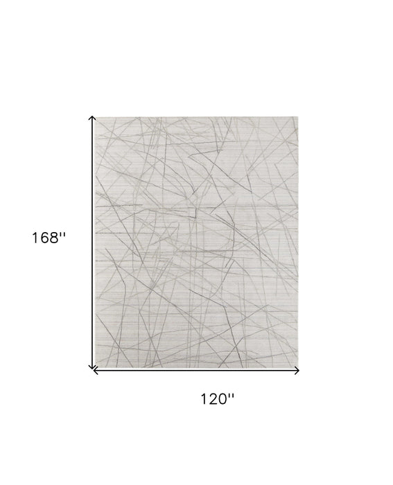 10' x 14' Abstract Hand Woven Area Rug - Ivory And Gray