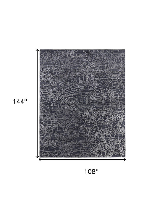 9' x 12' Abstract Hand Woven Area Rug - Black Gray And Ivory