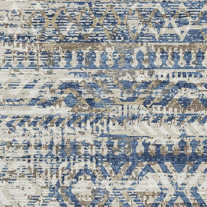 10' X 14' Moroccan Washable Area Rug With UV Protection (710508) - Blue / Gray / Beige