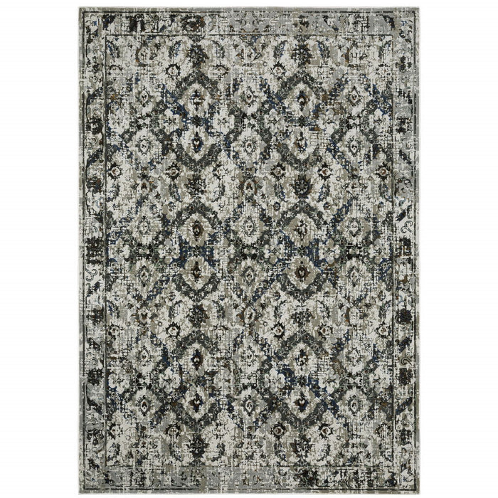 10' x 13' Oriental Power Loom Area Rug - Black And Gray