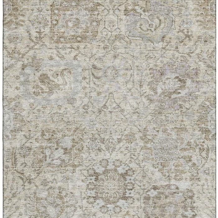 10' X 14' Damask Washable Area Rug With UV Protection (684322) - Ivory / Gray