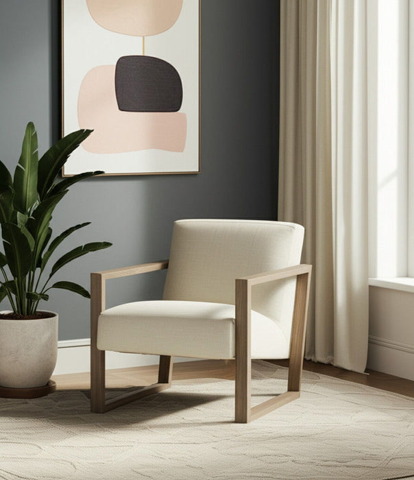 28" Fabric Lounge Chair - Off White / Ash