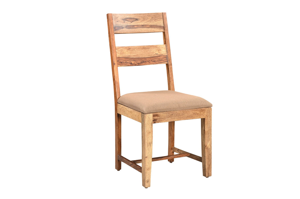 Fabric And Wood Ladder Back Dining Side Chairs (Set of 2) - Brown