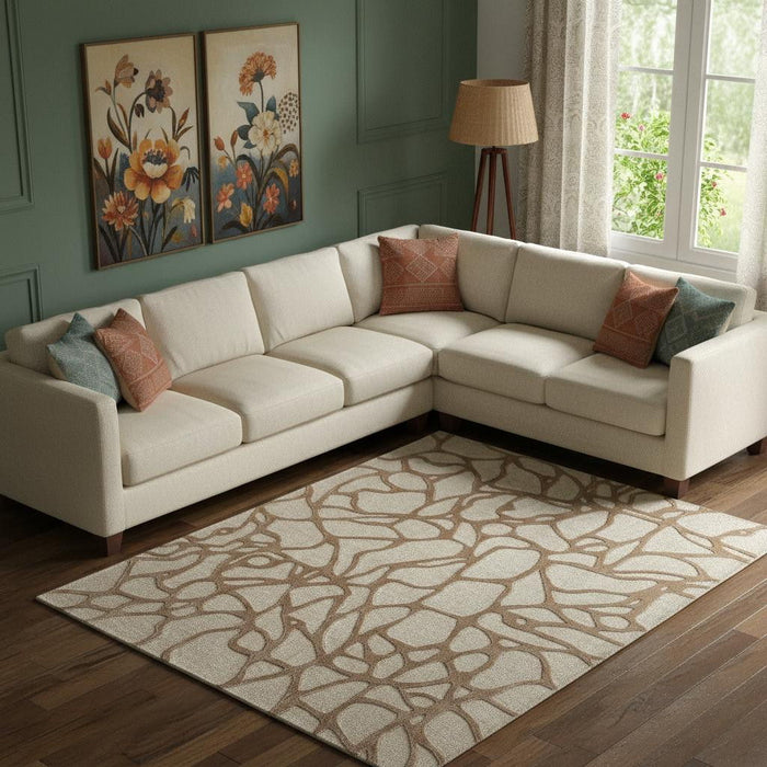 9' X 12' Wool Abstract Hand Tufted Area Rug (722222) - Blue / Ivory