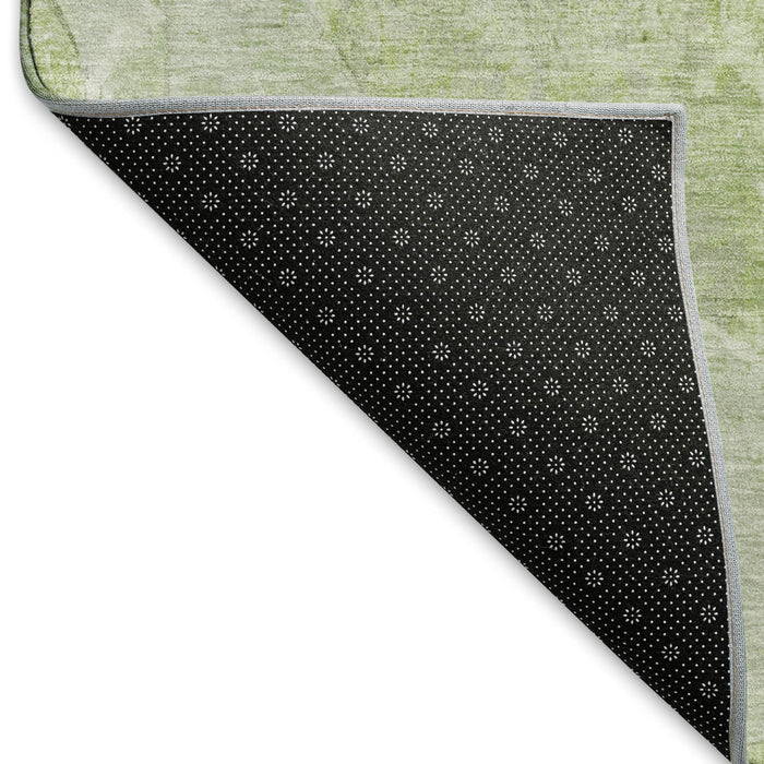 10' X 14' Abstract Washable Area Rug With UV Protection (695522) - Artichoke Green / Ivory / Gray