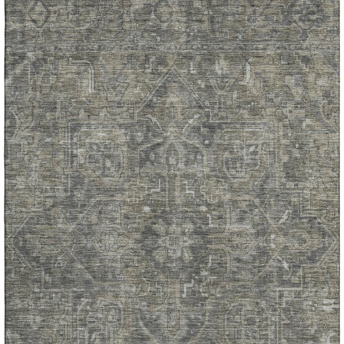 10' X 14' Medallion Distressed Washable Area Rug With UV Protection (649750) - Coffee / Gray