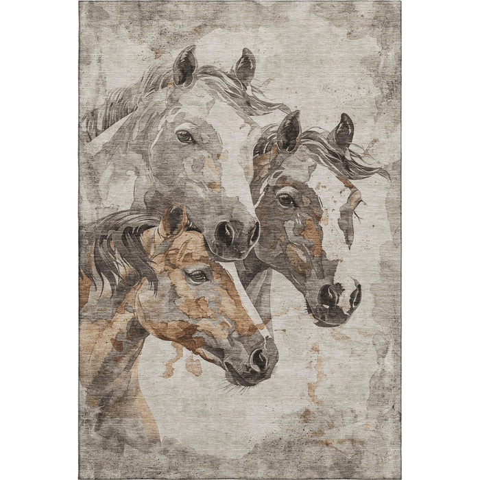 10' X 14' Animal Print Washable Area Rug With UV Protection (698986) - Beige / Ivory / Gray