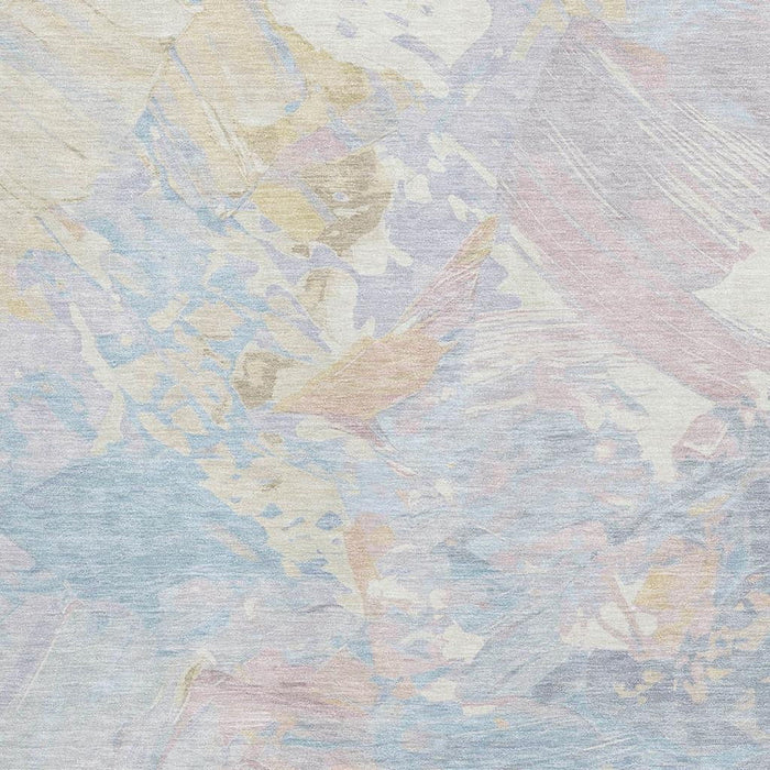 10' X 14' Abstract Washable Area Rug With UV Protection (697986) - Sky Blue / Beige / Mauve