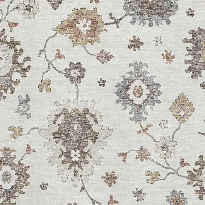 8' X 10' Floral Medallion Washable Area Rug With UV Protection - Ivory