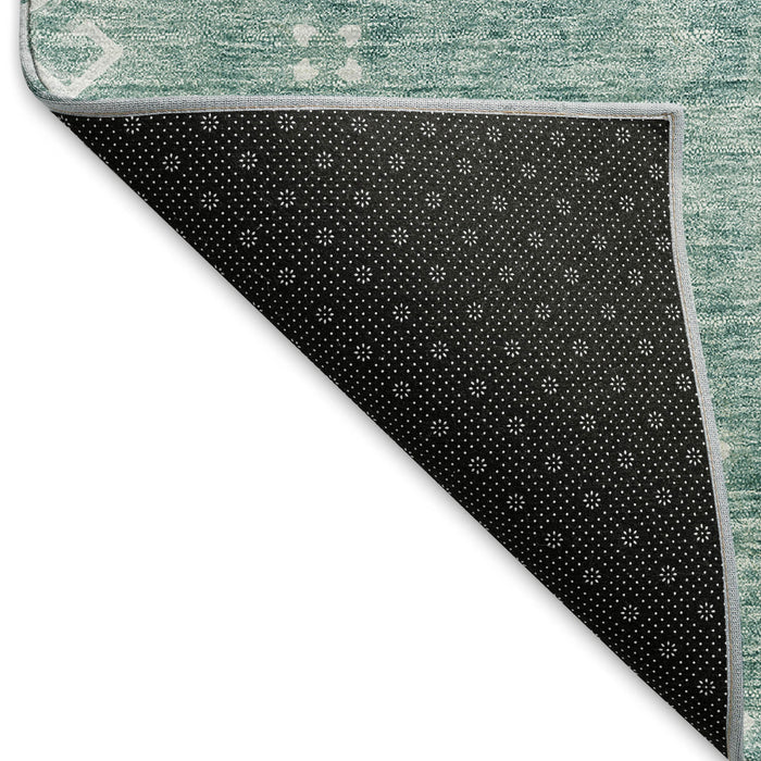 10' X 14' Medallion Washable Area Rug With UV Protection (667402) - Aqua / Ivory