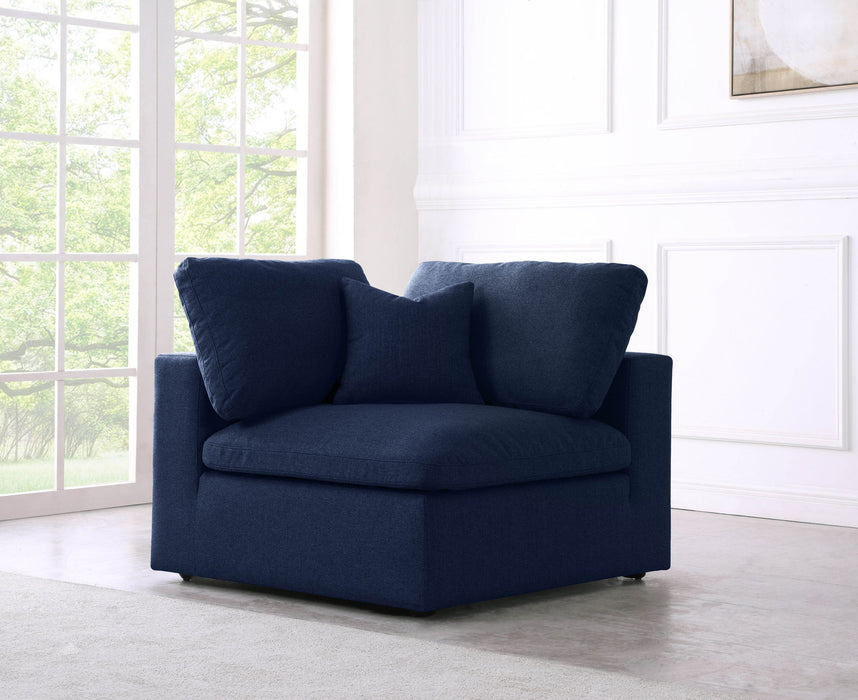 Meridian Furniture Serene Corner Chair with plush cushions and modern design, perfect for cozy living room corners.