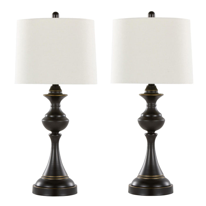 Montgomery - Contemporary Metal Table Lamp (Set of 2) - Oil Rubbed Bronze With Off-White Linen Shade From Grandview Gallery