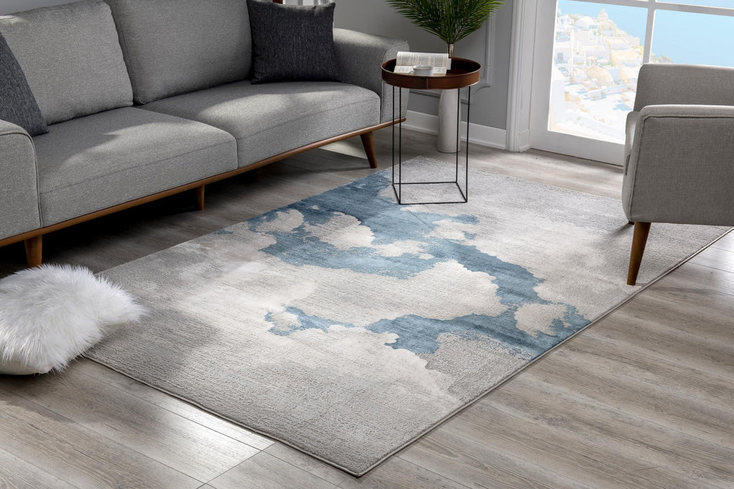 6' x 9' Abstract Area Rug - Gray And Blue