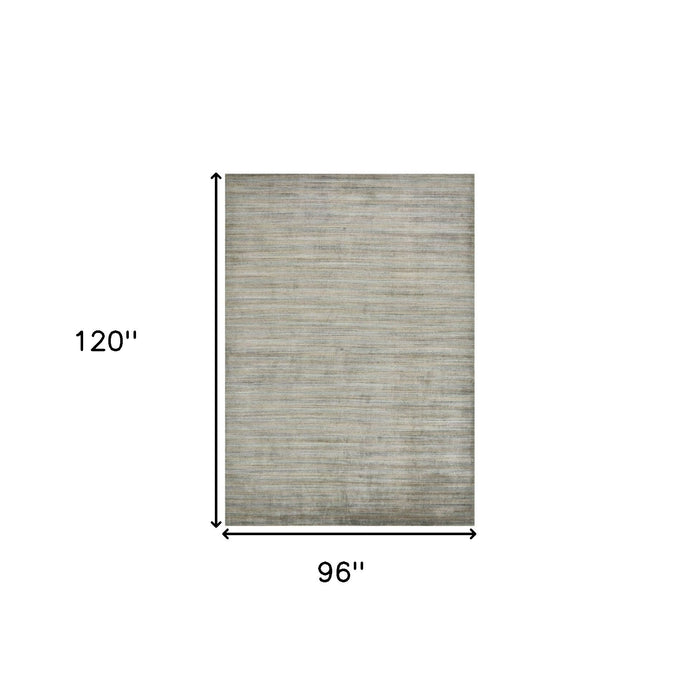 8' X 10' Wool Striped Hand Woven Area Rug - Silver And Gray