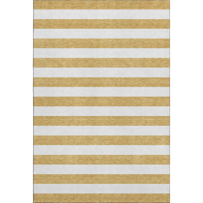 8' X 10' Striped Washable Area Rug With UV Protection (647582) - Gold / Ivory