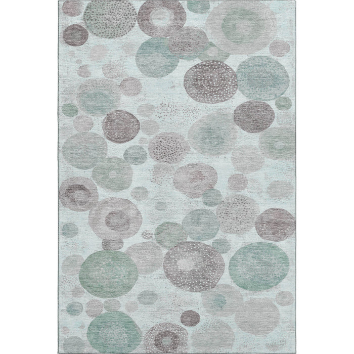 10' X 14' Geometric Washable Area Rug With UV Protection (707317) - Mint Green / Gray / Silver