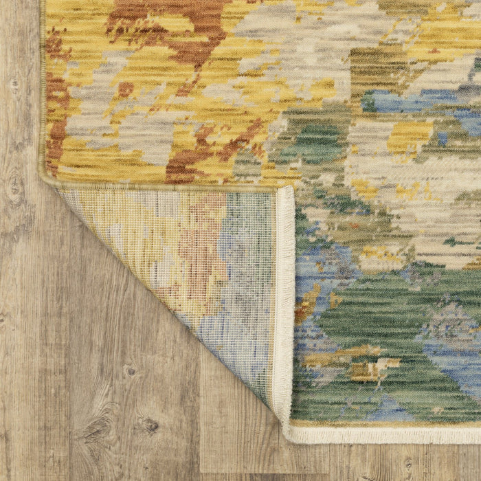 8' X 11' Abstract Area Rug With Fringe - Beige And Rust