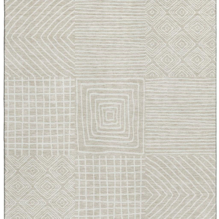 10' X 14' Geometric Washable Area Rug With UV Protection (681875) - Beige / Ivory