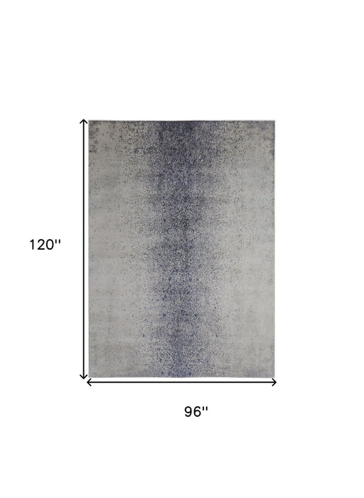 8' x 10' Abstract Power Loom Area Rug - Ivory And Blue