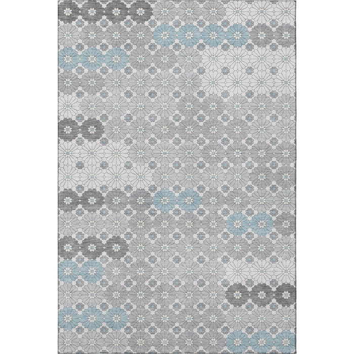 10' X 14' Geometric Washable Area Rug With UV Protection (696884) - Silver / Gray / Blue