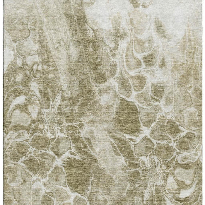 10' X 14' Abstract Washable Area Rug With UV Protection (708595) - Khaki / Ivory