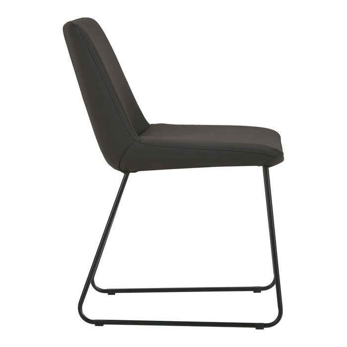 Leather And Metal Dining Side Chairs (Set of 2) - Black