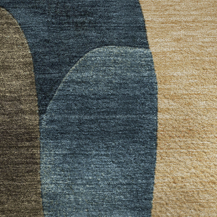10' X 14' Abstract Washable Area Rug With UV Protection (706271) - Navy Blue / Orange / Rust