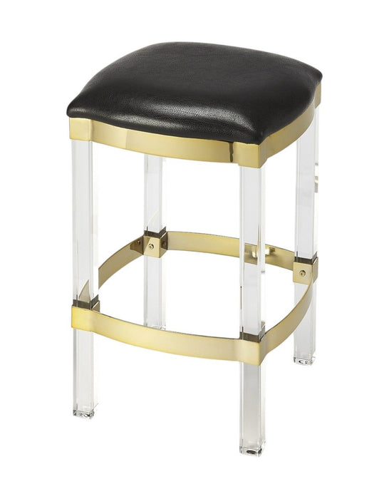 Acrylic Backless Counter Height Bar Chair - Brown / Clear