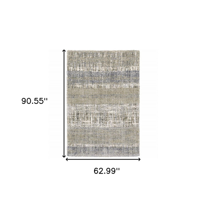 5' x 8' Abstract Lines Area Rug - Gray And Ivory