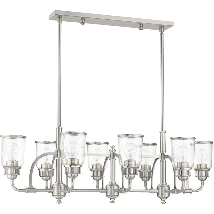 21'' Eight Light Dimmable Chandelier With Shades - Nickel