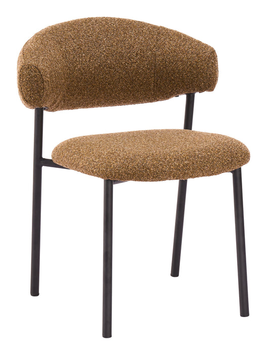 Fabric Open Back Dining Side Chairs (Set of 2) - Brown / Black