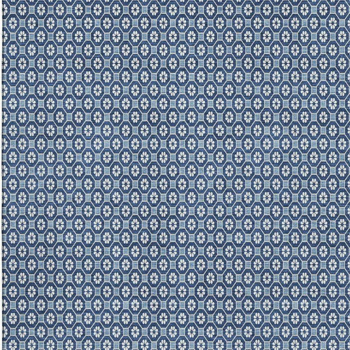 10' X 14' Geometric Washable Area Rug With UV Protection (693642) - Blue / Ivory