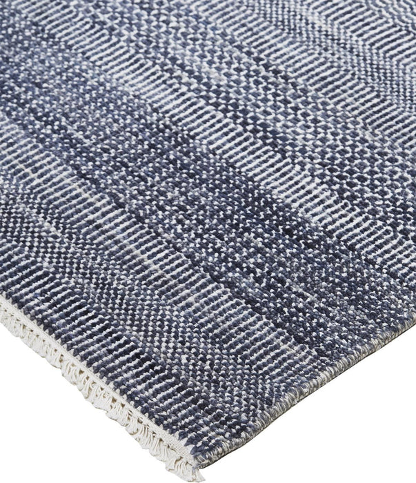 10' x 13' Wool Striped Hand Knotted Area Rug - Blue And Gray