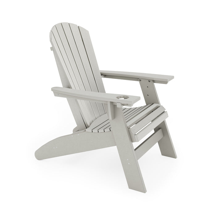 Giga Adirondack arm chair made of durable HDPE poly lumber, perfect for poolside, patio, or garden relaxation.