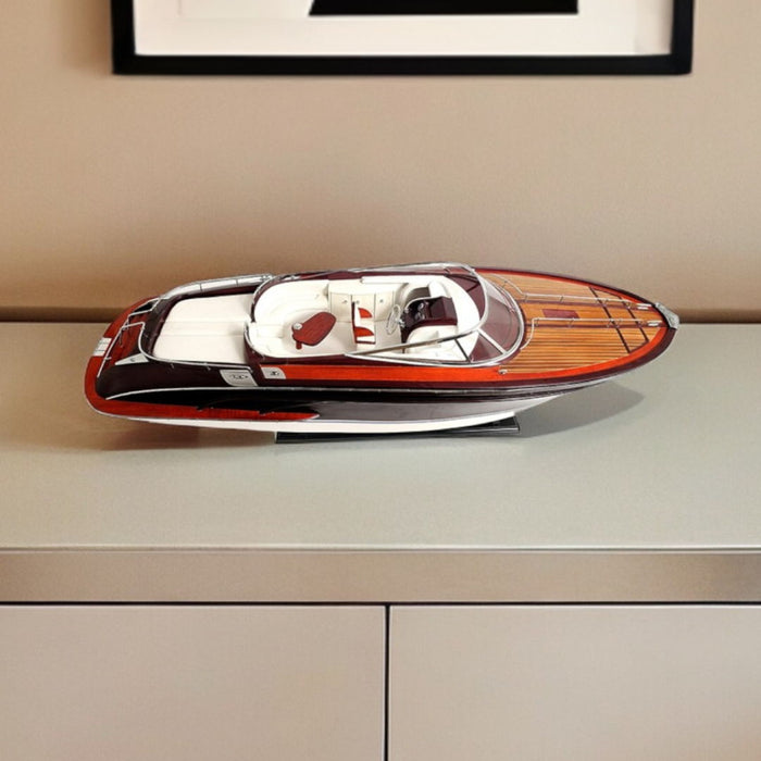 Hand Painted Riva Rivarama Luxury Yacht Exclusive Edition Model Boat - Black / White