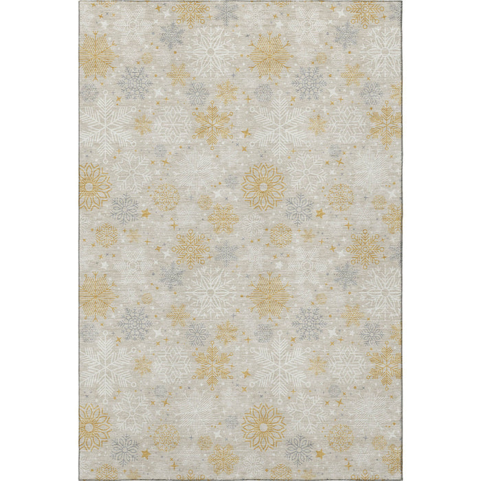 10' X 14' Abstract Geometric Washable Area Rug With UV Protection (702256) - Beige / Gold / Gray
