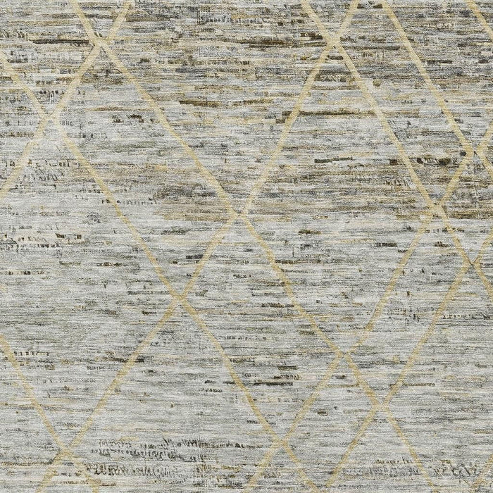 10' X 14' Abstract Geometric Washable Area Rug With UV Protection (696332) - Pewter / Beige / Gold