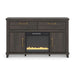 Signature Design by Ashley Brazen Valley TV stand with fireplace option, featuring wood finish and modern storage compartments.