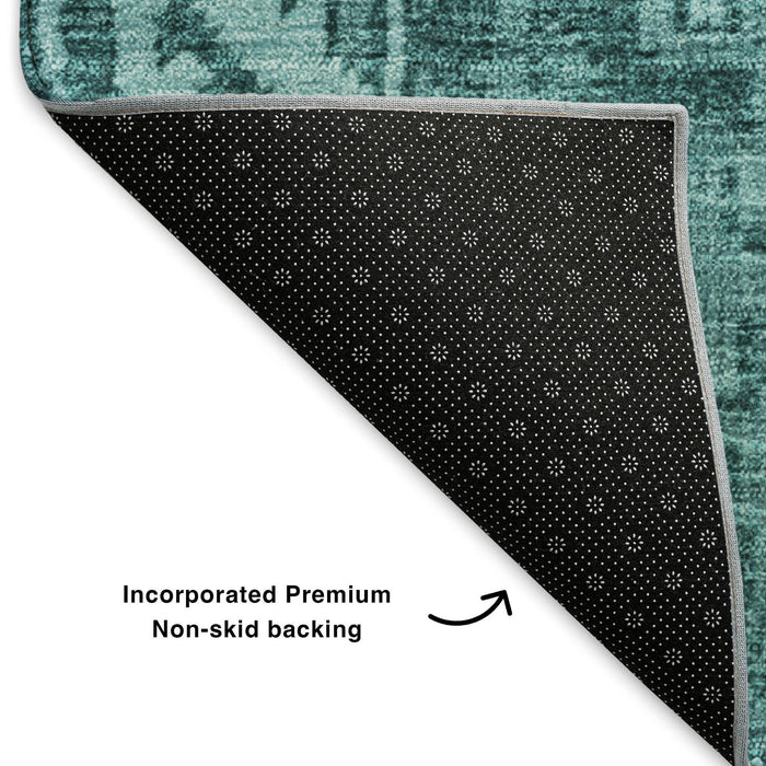 10' X 14' Patchwork Washable Area Rug With UV Protection (653272) - Turquoise / Aqua