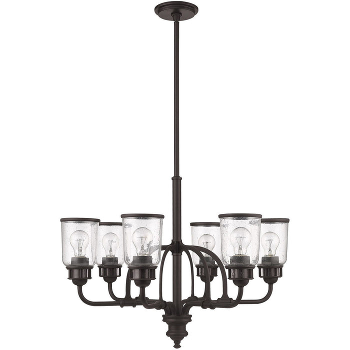 27'' Six Light Dimmable Chandelier With Shades - Bronze